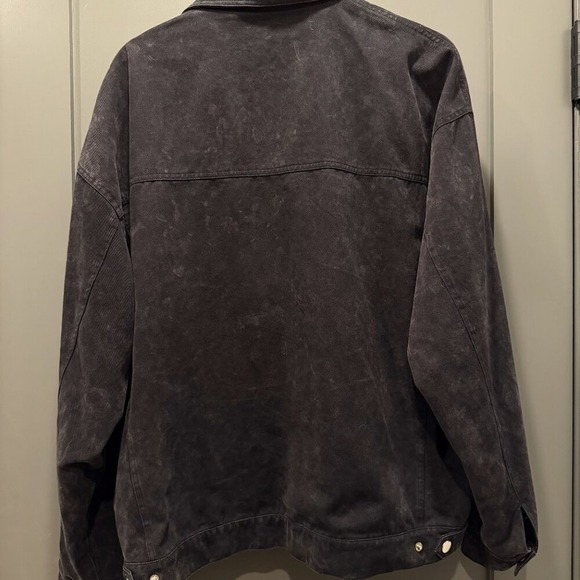 Nowhere. Acid Wash Work Jacket Black Half-Zip Cotton Oversized L - Picture 4 of 8
